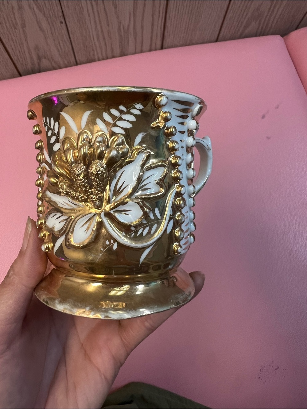 Gold and White Floral Decorative Ceramic Vintage cup - Home Accents